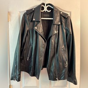 Addition Elle Black Genuine Leather Plus Sized Moto Jacket